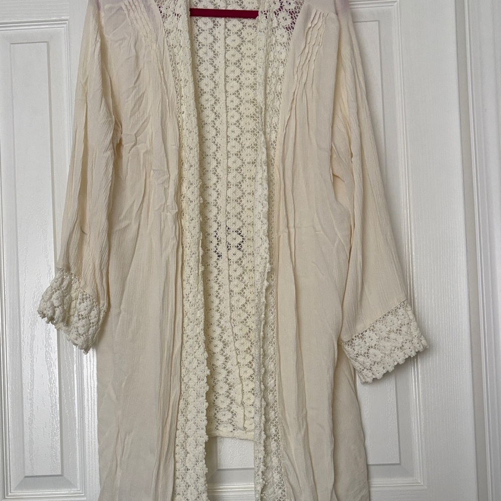 Wrangler Cream Lace-Trim Duster for Women